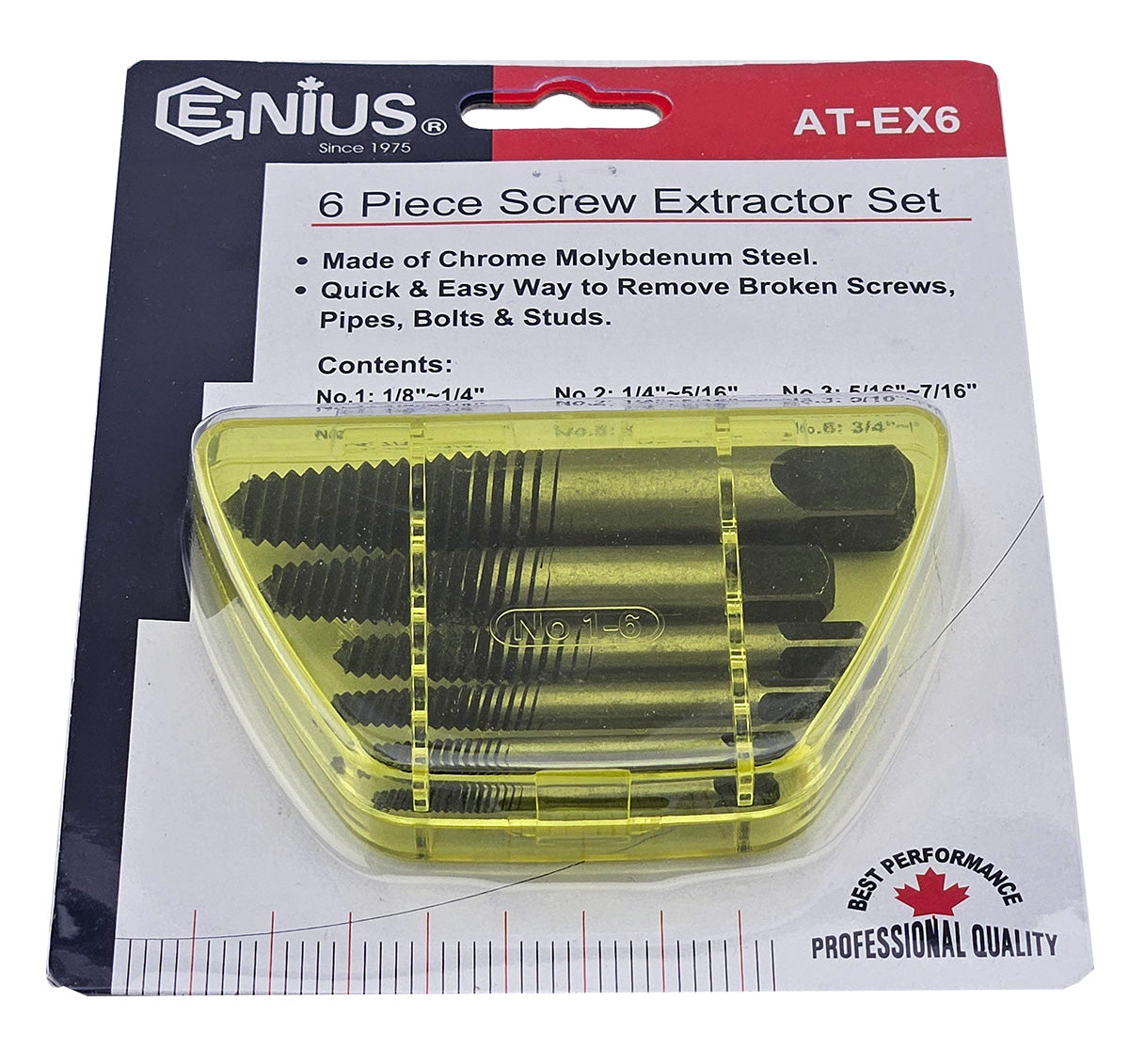 6 Piece Screw & Bolt Extractor Set From Genius