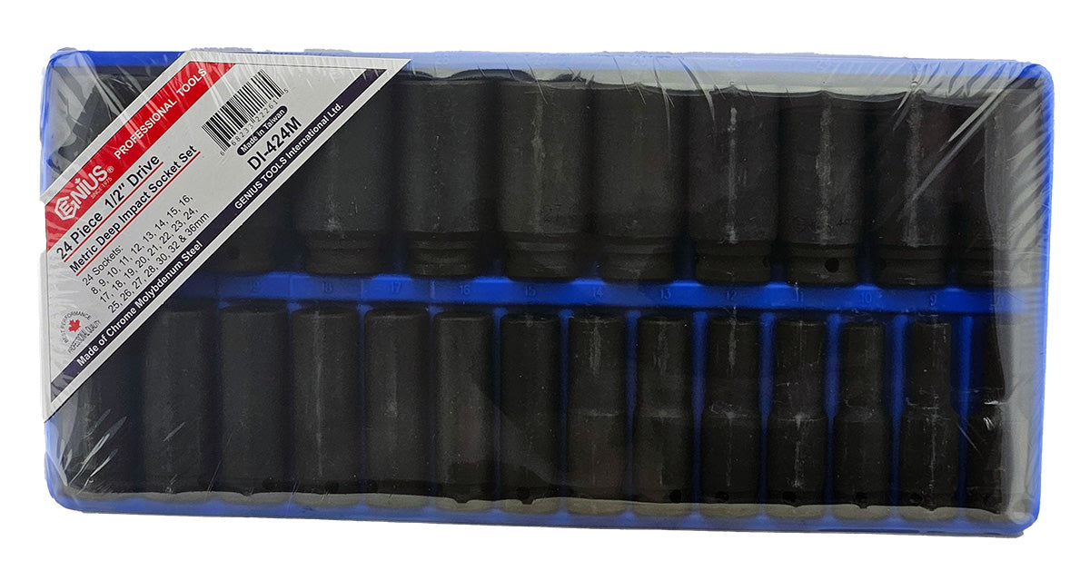 Deep Impact Socket Set 8-36mm 24 Pieces 1/2" Dr. 6-Point Genius Tools