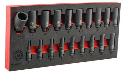 19Pc 3/8" Dr. Deep Bi-Hex/12-Point Impact Socket Set - Britool Hallmark