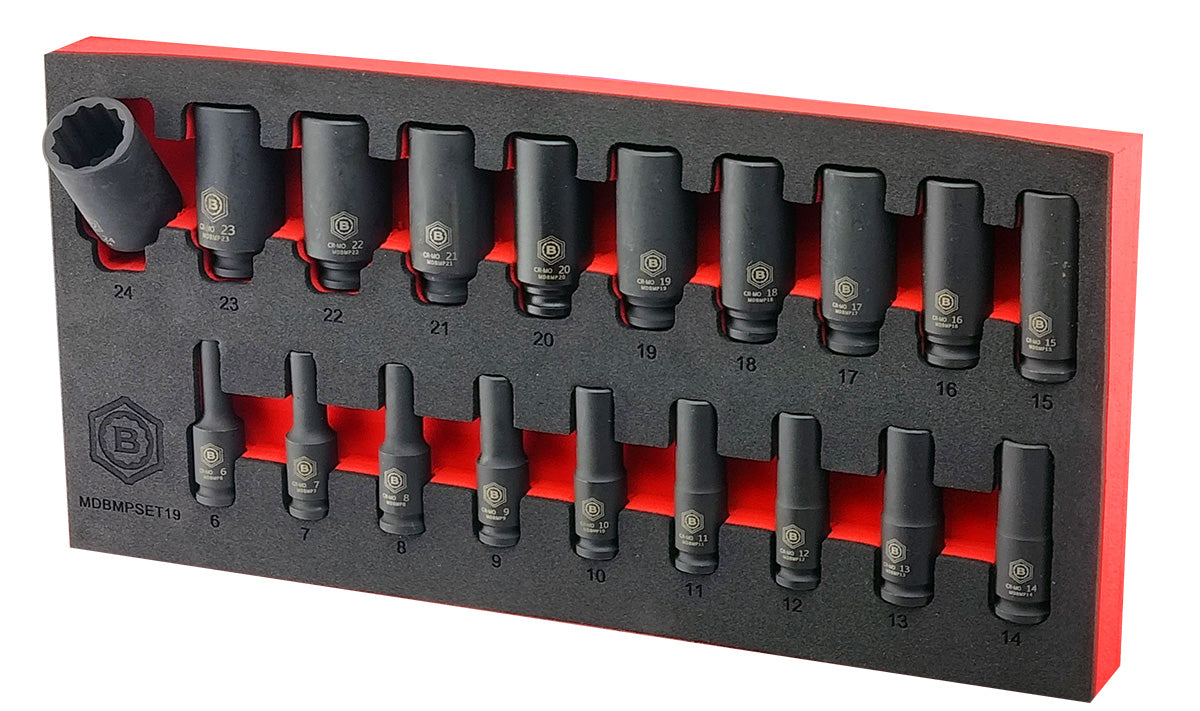 3/8" Drive Standard & Deep Impact Socket Sets, Bi-Hex / 12-Point - Britool Hallmark