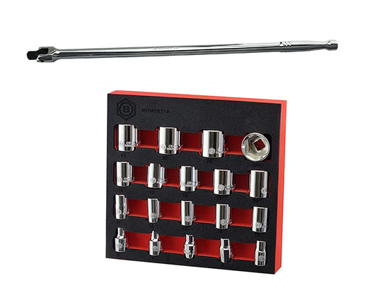 3/8" Drive Socket Set 8-24mm  + Free Breaker Bar From Britool Hallmark