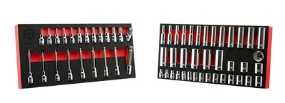 3/8" Hex & Long Ball-End Hex Bit Socket Set + Standard & Deep 12-point Socket Set