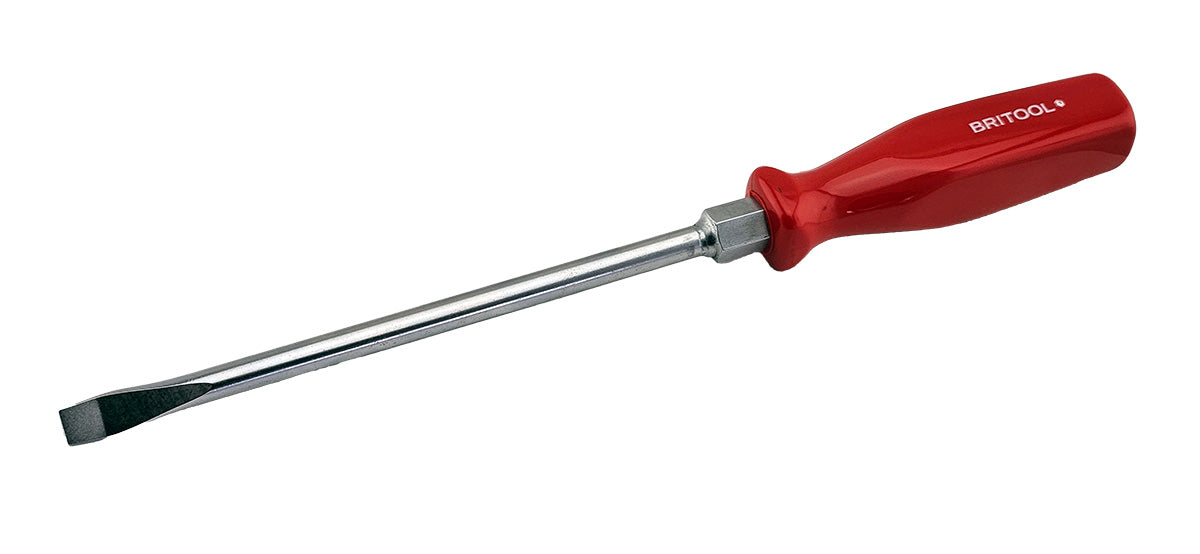 Britool Red Slotted Flat Blade Screwdriver With Flared Tip 10mm X 200mm