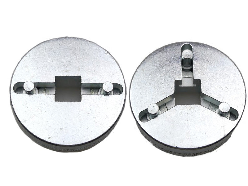 2 metal adjustable 2 and 3 pin adapters for universal brake caliper rewind.  