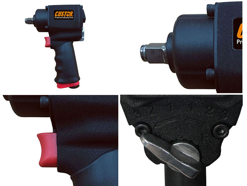 1/2" Drive Stubby Air Impact Wrench / Gun 1356Nm From Custor Tools