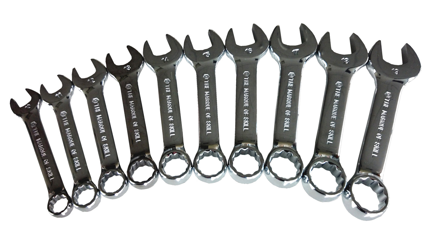 10pc Stubby Combination Spanner / Wrench Set 8-19mm - Britool Hallmark