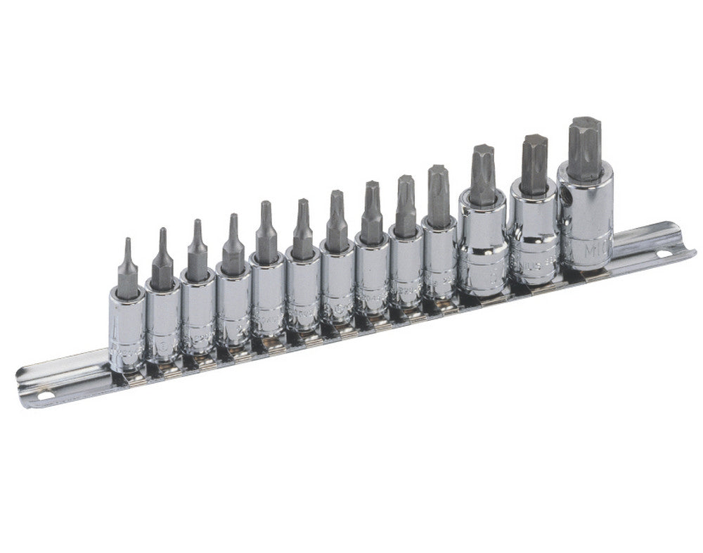 13Pc 1/4" & 3/8" Drive Tamperproof Torx / Star Bit Socket Set From Genius Tools, Bs-2313Tp