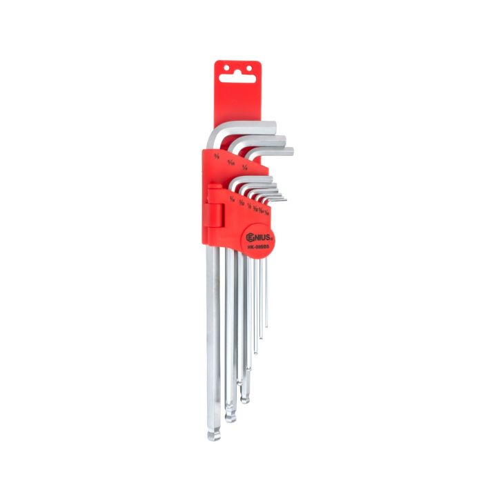 L shape AF Allen keys with ball-end wobble design supplied in plastic clip for easy storage.