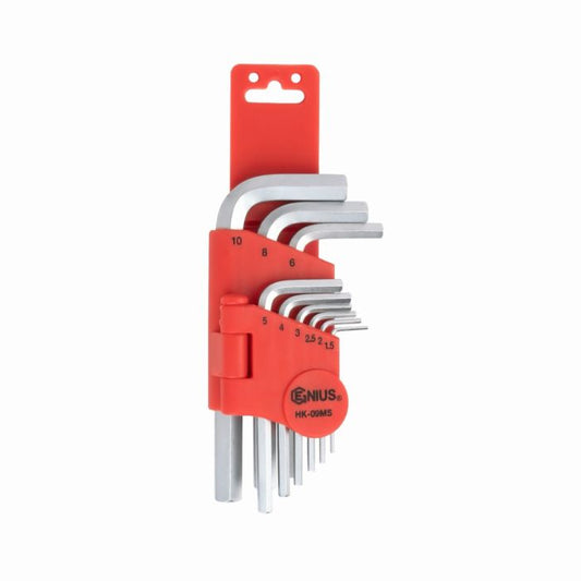 L shape metric Allen keys supplied in plastic clip for easy storage.