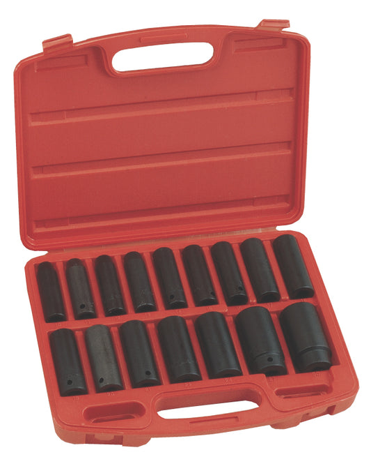 16Pc 1/2" Dr. Metric Deep Impact Socket Set Genius Tools Td-416M