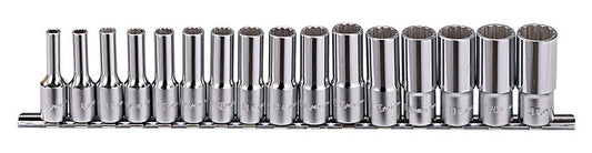 Deep Socket Set 6-21mm 16 Pieces 3/8" Dr. 12 Point (Bi-Hex) From Genius Tools