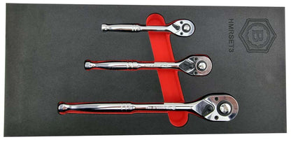 3-Piece 1/4", 3/8" & 1/2" Pear-Head Ratchet Wrench Set - Britool Hallmark