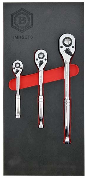 3-Piece 1/4", 3/8" & 1/2" Pear-Head Ratchet Wrench Set - Britool Hallmark