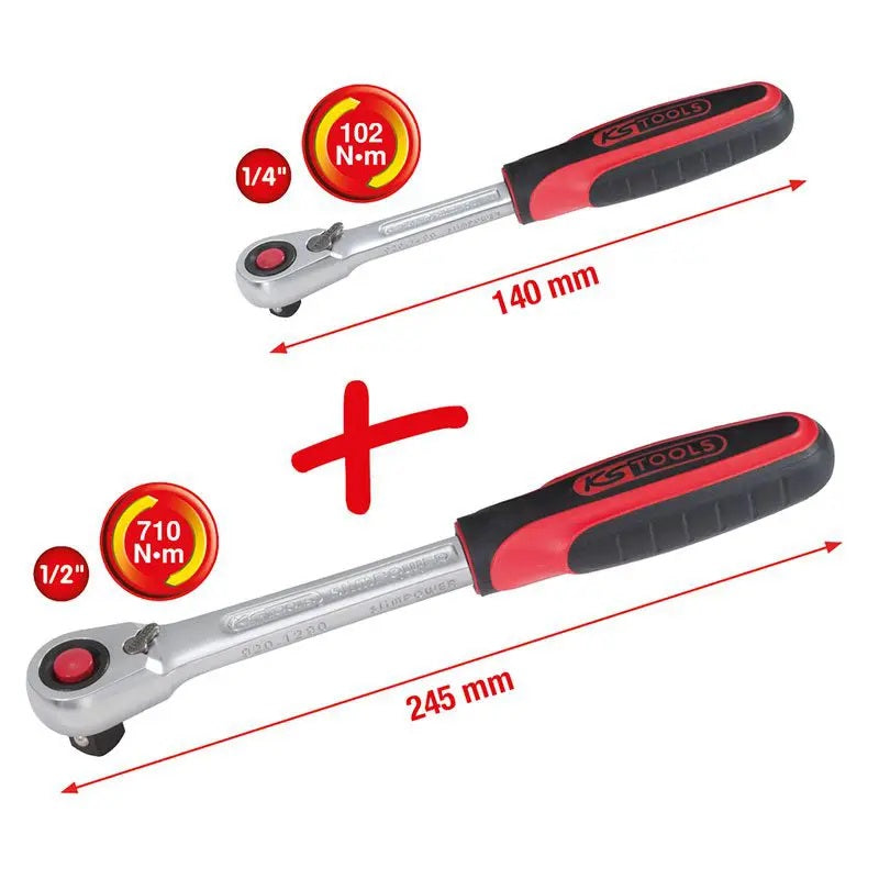 Ratchet Set 1/4" And 1/2" Sq Dr From Ks Tools