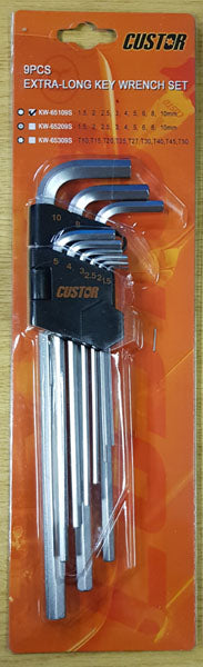 9Pc Extra-Long Allen Key / Hex Set From Custor Tools