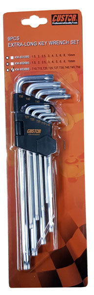 9Pc Extra-Long Torx / Trx Star Key Set From Custor Tools