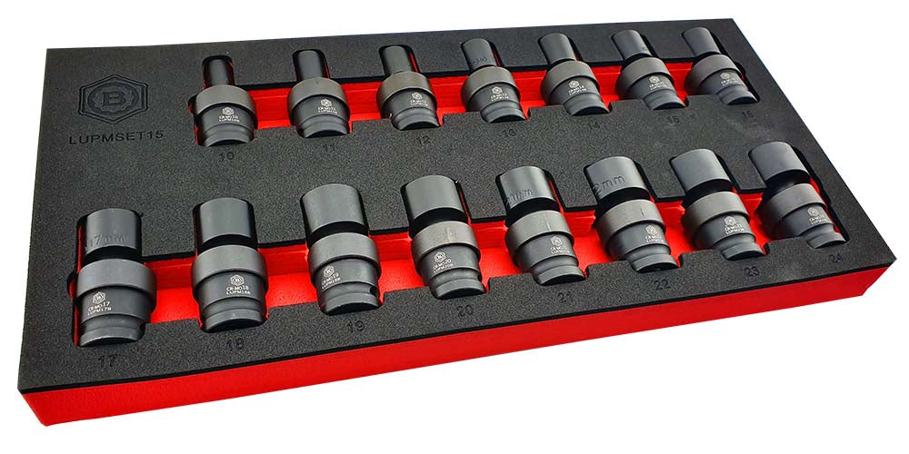 15Pc 1/2" Drive Flexi Swivel Joint Impact Socket Set 10-24mm By Britool Hallmark