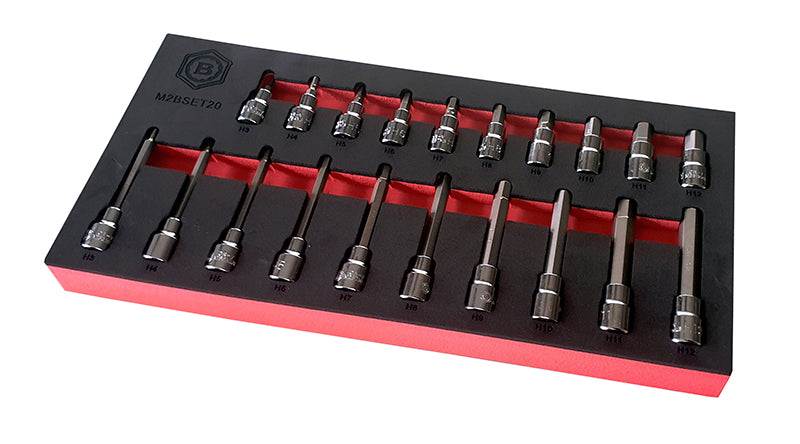 20Pc 3/8" Standard & Long Hex/Allen Key Bit Socket Set - Britool Hallmark