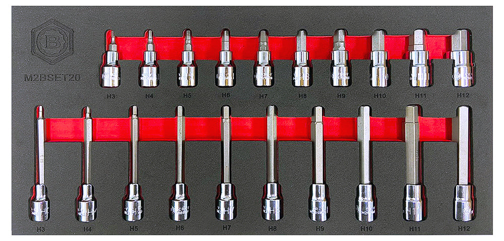 20Pc 3/8" Standard & Long Hex/Allen Key Bit Socket Set - Britool Hallmark