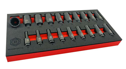 19Pc 3/8" Dr. Deep Bi-Hex/12-Point Impact Socket Set - Britool Hallmark