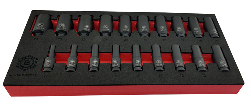 19Pc 3/8" Dr. Deep Bi-Hex/12-Point Impact Socket Set - Britool Hallmark