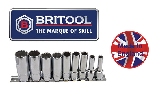 Britool England 3/8" Drive Deep Bi-Hexagon Socket Set, 10 Pieces