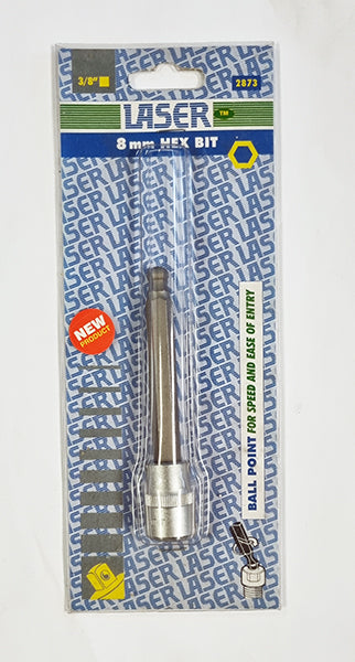 8mm Ball-End Hex / Allen Key - 3/8" Drive - 108mml Laser Tools 2873