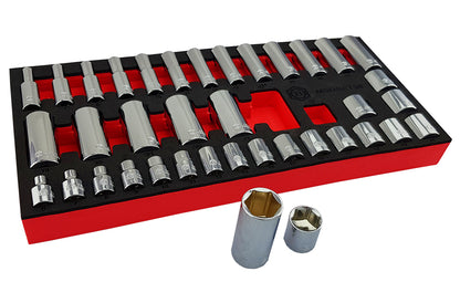 38Pc 3/8" Standard & Deep Socket Set (6 Point) 6-24mm From Britool Hallmark