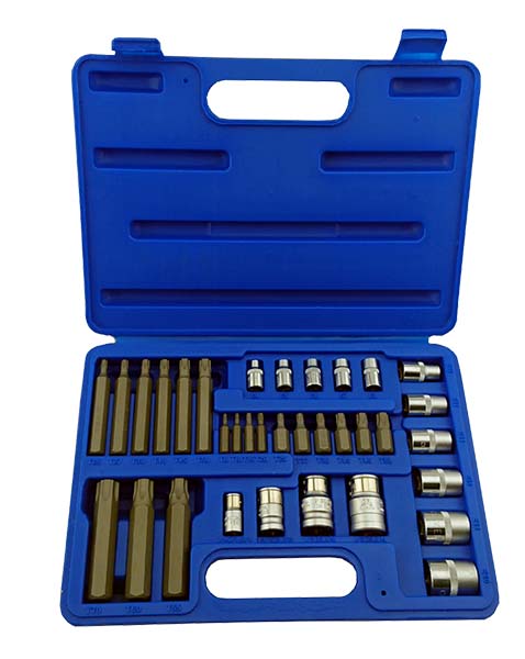 34Pc Security / Tamperproof Torx / Star Socket & Bit Set